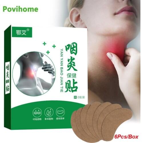 6Pcs/Box Herbal Pharyngitis Patch Treat Sore Throat Inflammation Chronic Pharyngitis Swelling Pain Relief Throat Care Plaster