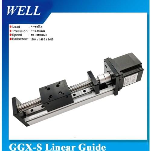 Free Shipping Effective Travel 50-800mm 1204 1605 1610 Ballscrew Linear Guide Moving Table Slide Rail+57 Nema23 Step Motor CNC