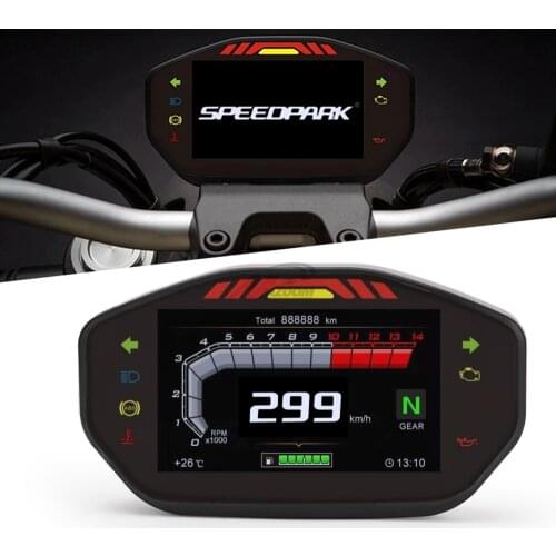 Free shipping Universal Motorcycle LCD Digital Speedometer TFT 6 Gear Backlight Motorcycle Odometer For 1,2,4 Cylinders