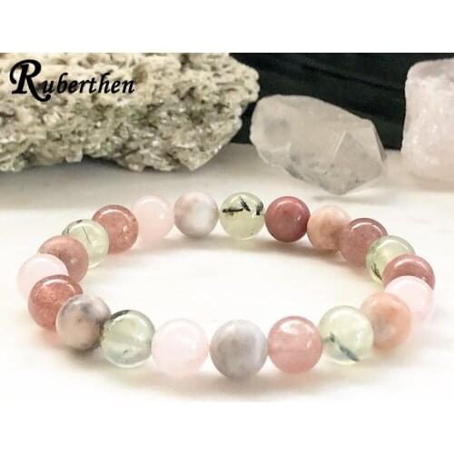 Ruberthen 8 mm Gem Stone Mixed Fertility Bracelet Handmade Crystal Beaded Mala Bracelet Fertility and Conception Support Jewelry