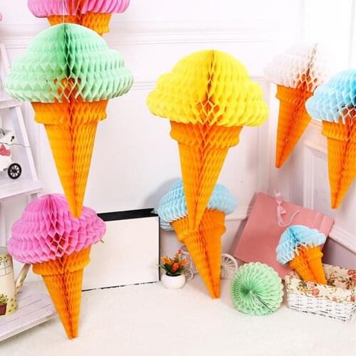 Ice Cream Centerpiece Foldable Vibrant Color Party Accessory Party Birthday Baby Shower Party Ice Cream Centerpiece for Family