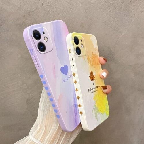 For Apple iphone 12 11 Pro Max Case Soft silicone cartoon Square protective Back Cover For iphone 6 7 8 Plus SE2 2020 12PRO 11
