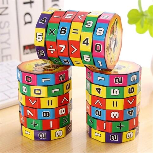 Cylindrical V-cube 6 Numbers Magic Cube Toy Puzzle Game Gift Stickers Numbers Magic Cube Great Assist for Children Learning Math