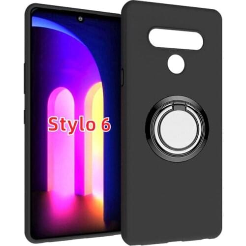 For LG Stylo 6 Back Ring Holder Bracket Phone Case Cover Phone TPU Soft Silicone Cases ON LG Stylo6 6.8"