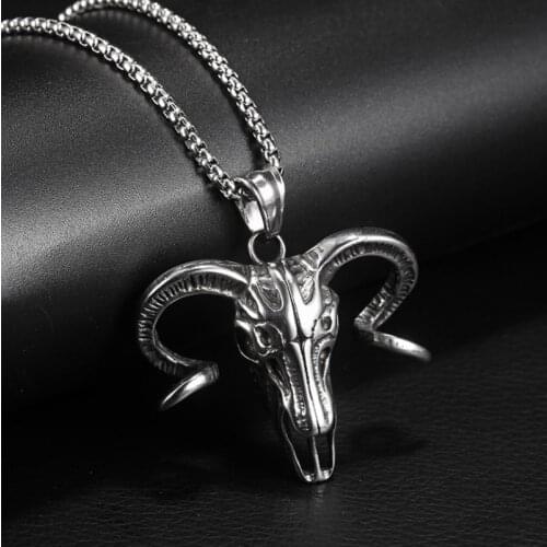 Gothic Style High Quality Metal Bull Skull Head Pendant Necklace Mens Rock Punk Biker Jewelry