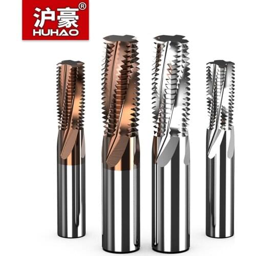 HUHAO For Aluminum Spiral Endmill 60° Full Tooth Thread Milling Cutter TiSin Coated Router Bits Import CNC Machining Center Tool