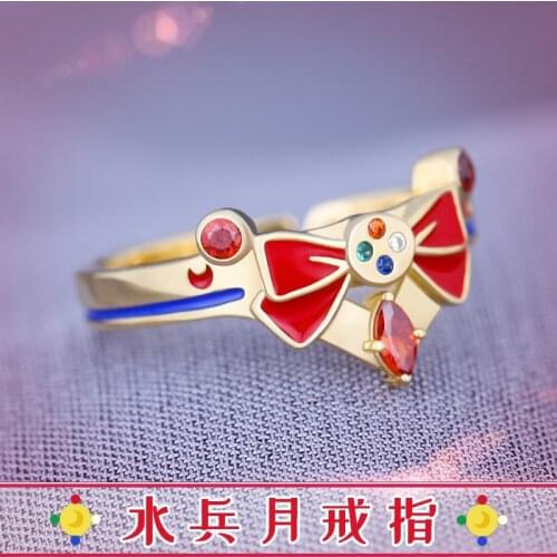 Anime Sailor Moon Tsukino Usagi Cosplay S925 Silver Finger Ring Adjustable Men Women Take Photo Props Accessories Xmas Gift