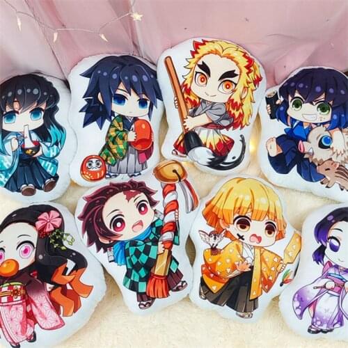Anime Demon Slayer Plush Pillow Doll Kamado Tanjirou Kochou Shinobu Cosplay Cartoon Accessories Props
