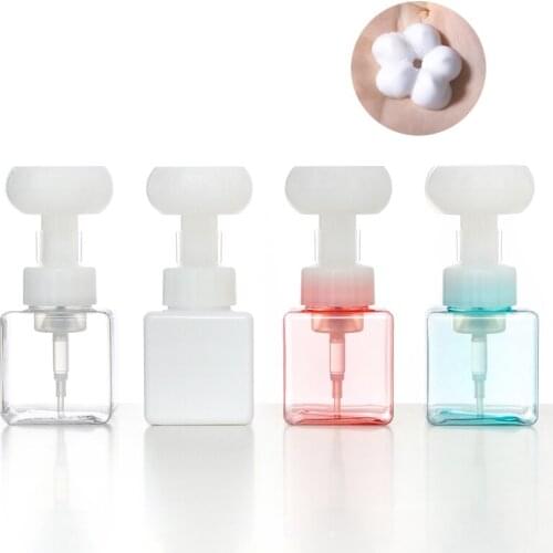 Square Flower Foam Soap Dispenser Refillable Hand Soap Bottle Bathroom Kitchen Lotion Mousse Blister Pump Bottle 250ml