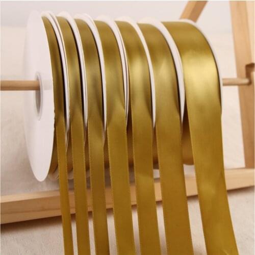 100yard Gold Color Ribbons Ruban Satin Ribbons Wedding Decorative Gift Box Wrapping Belt DIY Crafts Christmas Ribbon 6-38mm