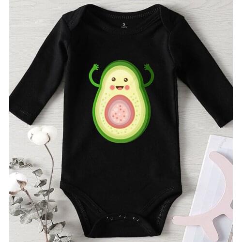 Cartoon Avocado Print Cute Baby Clothing Kids Summer Clothes Newborn Girl Outfits Toddler Jumpsuits Cotton Boy Baby Rompers