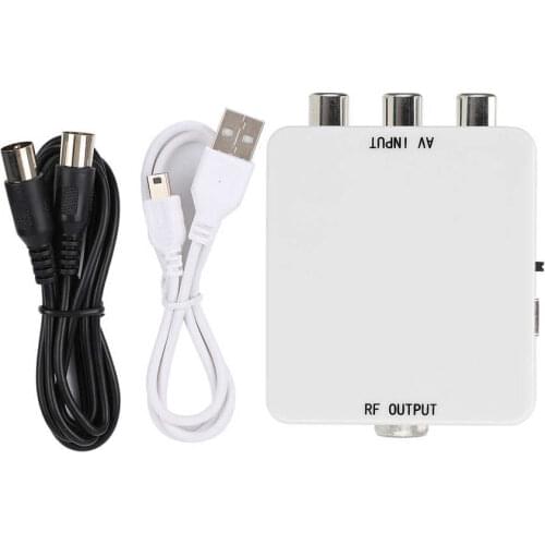 AV to RF Mini Video Converter Box Driver-Free Adapter TV Signal Switcher 67.25Mhz 61.25Mhz for TV VHS VCR DVD Burner
