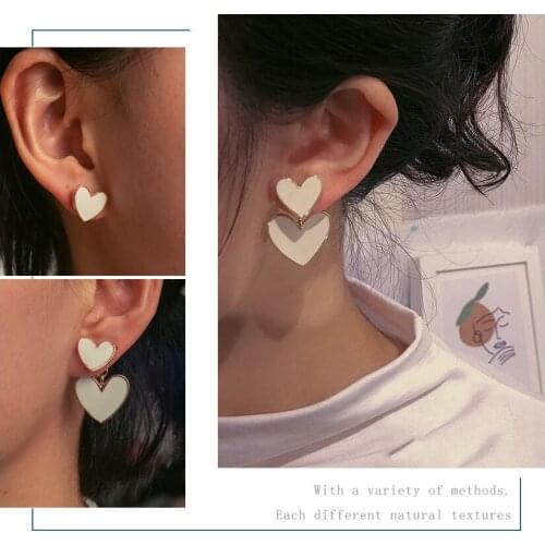 BFH Fashion Korean Heart Dorp Earrings For Women Simple Gold Colour Earings Hanging Dangle Earings 2021 Wedding Party Jewelry