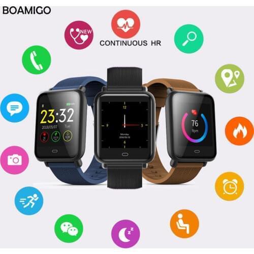 Men Women Q9Smart Watch BOAMIGO fitness tracker Heart rate monitor bracelet Wristband digital sport watches For IOS Android +box