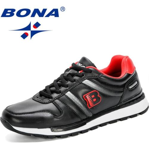BONA 2020 New Designers Action Leather Running Shoes Men Athletic Shoes Jogging Trainers Man Casual Footwear Masculino Sneakers
