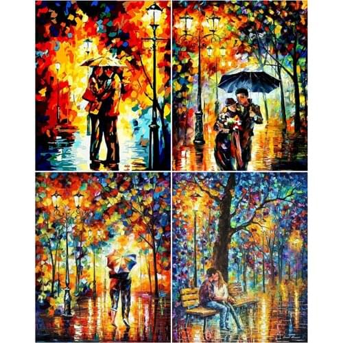 Painting By Numbers For Adults 40*50CM Couple on the street Acrylic Paint On Canvas Wall Art Handpainted oil painting Home Decor