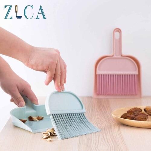 ZLCA Small Hand Broom and Dustpan Set Cleaning Brush+Dustpan Plastic Broom Table Corner Mini Dust Cleaner Dustpan Household Tool
