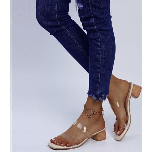 Kalsooni 2021 NEW Women Clear Middle Heel Sandals Transparent Beach Shoes Slippers