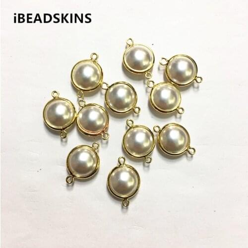New arrival! 17x12mm100pcs/lot gold color Copper Material with Imitation pearls round-shape connection for Jewelry handmade DIY