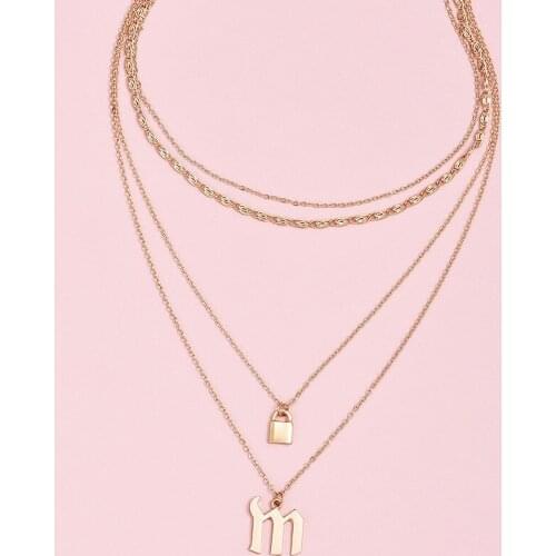 New Fashion Jewelry Necklace Letter Pendant Multilayer Necklace Gothic Necklace Women Punk Statement Necklace Gifts For Women