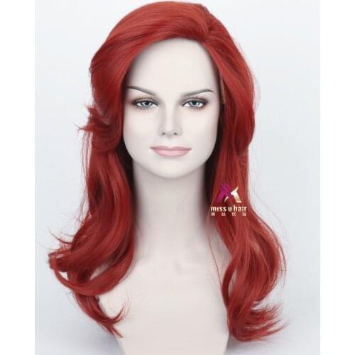 Manga Show Dress Up Show Halloween Princess Ariel Cosplay Wig Shao Mai Long Hair Dark Red Wig Anime Mermaid Cosplay Show