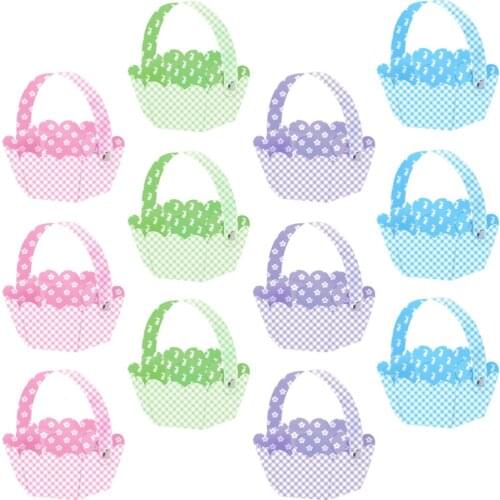 12pcs DIY Easter Bag Creative Rabbit Egg Handbag Storage Basket With Nails