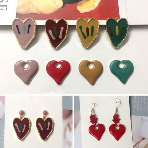 Retro Art Fan Oil Painting Pattern Irregular Love Pendant DIY Earring Earrings Jewelry Accessories Material