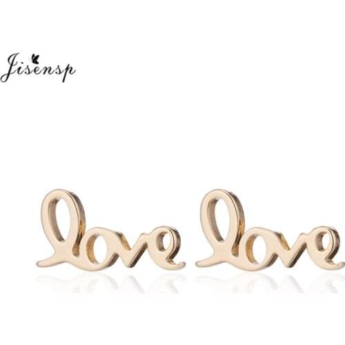 Jisensp Stainless Steel Letter LOVE Stud Earrings for Women Korean Earrings Fashion Jewelry Accessories Cute Earing oorbellen