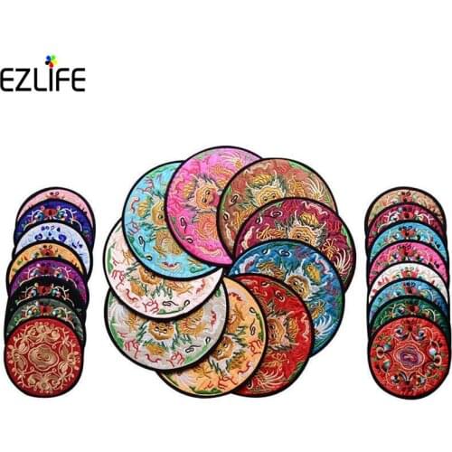 Random Chinese Style Cloth Coaster Custom Silk Cup Chinese Classical Lpt2247 Circular Coasters Flavor Embroidery Coaster Cu Y9H3
