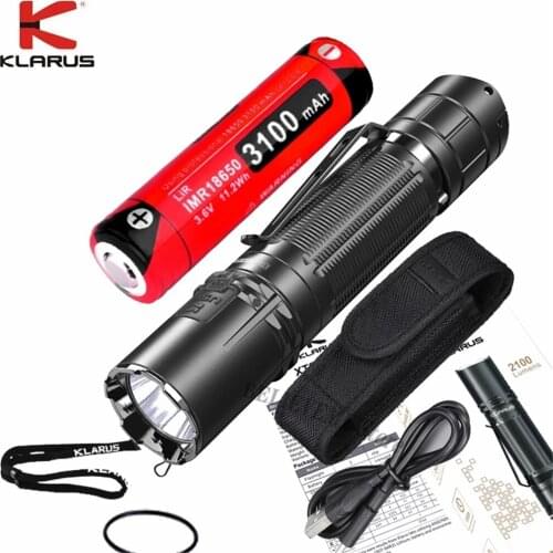 KLARUS XT2CR Pro Tactical Flashlight Max 2100LM Beam reach 240M Rechargeable 18650 battery torch For cycling and Self-defense
