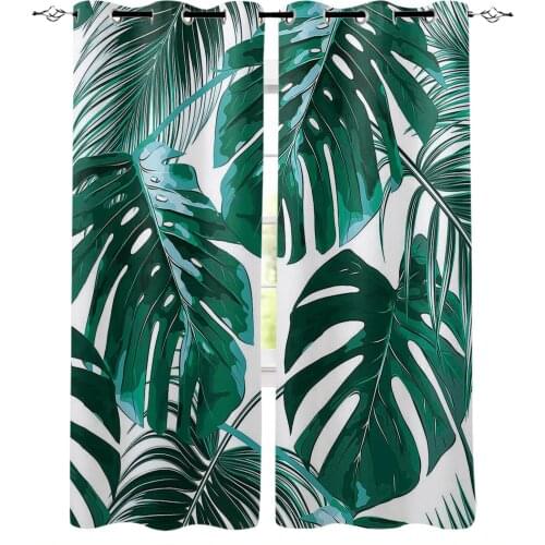 Green Tropical Jungle Plant Palm Leaves Curtains For Living Room Modern Window Curtains For Bedroom Curtains Drapes Blinds