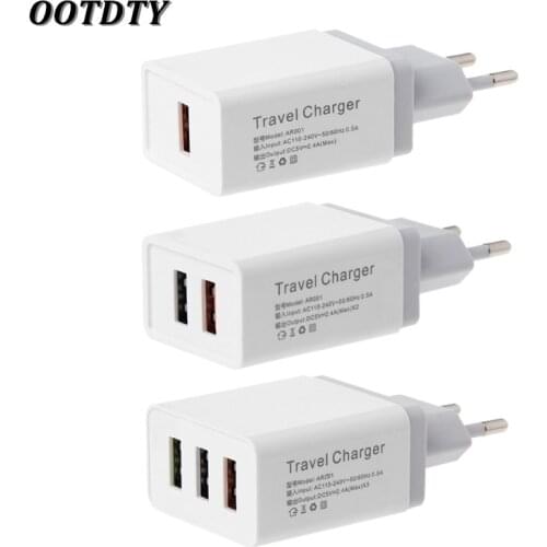 OOTDTY 1 2 3 USB Port 5V 2.4A Travel Charger Power Adapter EU Plug For Phone Tablet PC