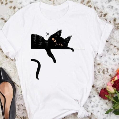 Women Cartoon Cat Animal Pet Love 2021 Cute Summer Sexy Tshirts Fashion Clothes Stylish T Top Lady Print Tee T-Shirt