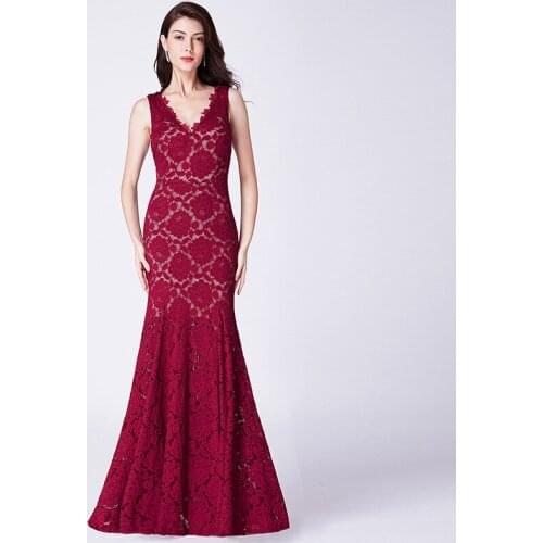 V-neck Sleeveless Hip Fishtail Evening Dress Lace Formal Dresses Evening Gown dresses woman party night