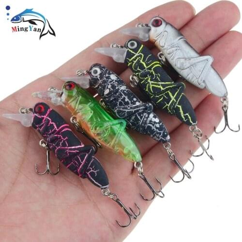 1pcs Topwater Grasshopper Fishing Lure 5.5cm 3.5g Cicada Locust Bait Artificial Insect Bait Bugs Grasshopper Bass Fishing