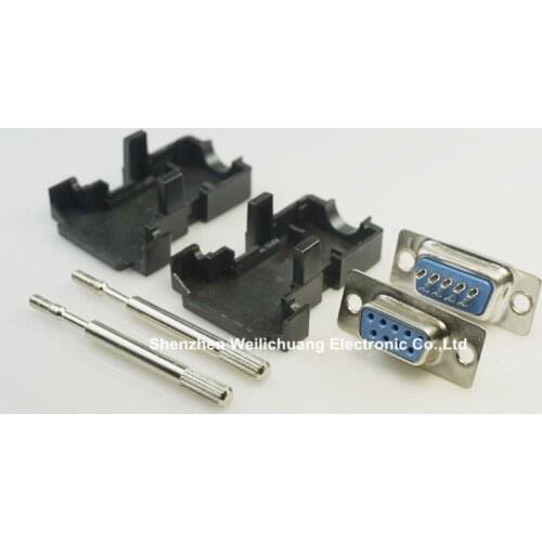 10PCS DIY D-sub Connector 9 Pin Female RS232 Serial Port Connector DB9 socket Shell Plastic solder wire type screw bolt Adapter