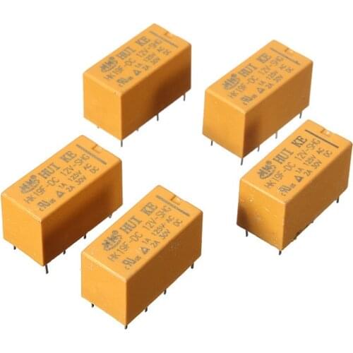 10Pcs/lot For DC 12V SHG Coil DPDT 8 Pin 2NO 2NC Mini Power Relays PCB Type HUI KE HK19F HK19F-DC12V-SHG Free Shipping