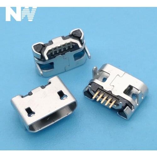 10Pcs Micro Usb 5Pin Jack Ox Hom Long Needle Female Socket Connector Flat Mouth Calf Horn For Charging Mobile Phone Tablet