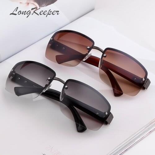 2019 Gradient Rimless Sunglasses for Men Retro Half Metal Frame Eyewear New Fashion Goggles Female Summer Travel Essential UV400