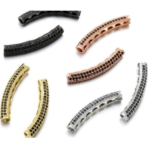 3*0.5cm tube spacer micro pave cz zircon cubic zirconia beads metal Crystal bracelet DIY making silver gold plated rtygh45