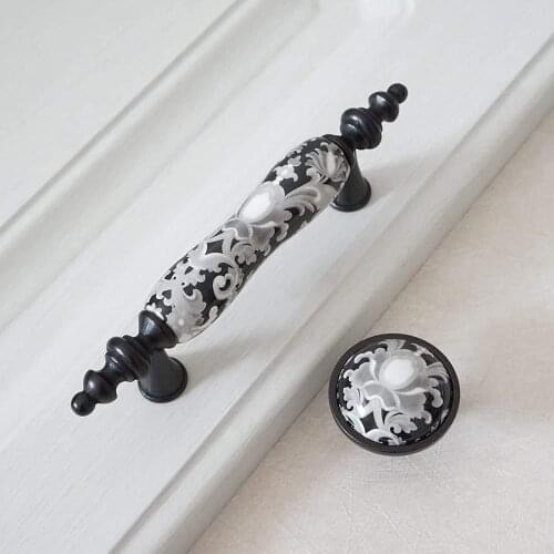 3'' Ceramic Knobs Handles Dresser Pull Knobs Drawer Pulls Antique Bronze Black Door Handles Kitchen Cabinet Handle Furniture