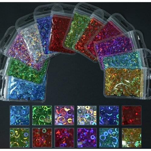 4mm-6mm Holographic Circle Glitter Resin Supplies Nail Art - 1Bag CIRCLE shaped glitter * polyester * tumblers, crafts, slime