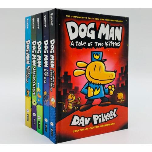 5 Volumes Dog Man Detective Dog English Hardcover Humor Comic Full Color Zhangqiao Childrens Fiction Story Book Stationery Gift
