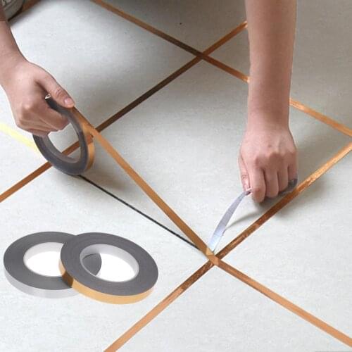 50M/Roll Floor Tile Gap Sealing Tape Waterproof Copper Foil Tape Strip Adhesive Wall Tile Beauty Seam Sticker Home Decoration