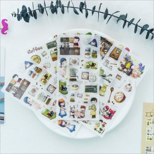 6 Sheet/Pack Happy Leisure Coffee time PVC diary sticker DIY planner decorative sticker scrapbooking kawaii Accessories Stickers