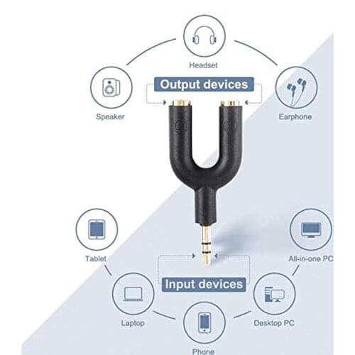 Headphone Splitter Adapter,CableCreation Aux Stereo Y Jack Splitter Adaptor 3.5mm Male to 2 Port 3.5mm Female for Headset