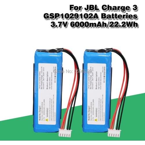6000mAh Battery bateria GSP1029102A for JBL Charge 3 (pls double check the place of 2 red wires on your old battery)