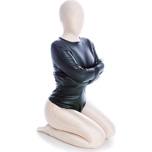 BDSM Fetish Sexy PU Leather Straitjacket Restraint Bag Arm Binder Bondage Harness Slave Cosplay Adult Game Women Sex Fun Costume