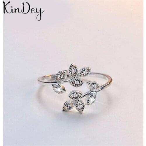 Bohemian Charm Boho Crystal Leaf Rings For Women Lover Wedding Bridal Valentines Gifts Men Open Retro Antique Rings 2021