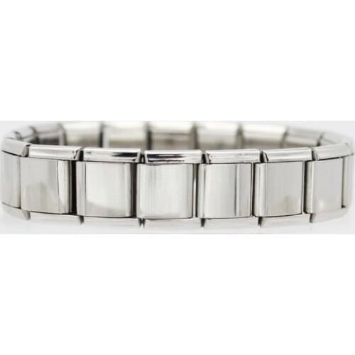 Stainless Steel adjustable 13mm wide mens bracelet 18 links shiny Italian charms bracelet for man fit Zoppini Nomiation
